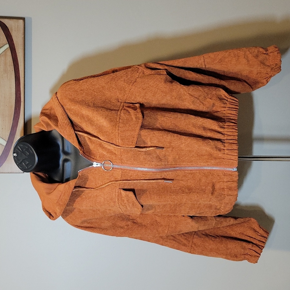 Nearly New Shein Burnt Orange Corduroy Crop jacket 1XL